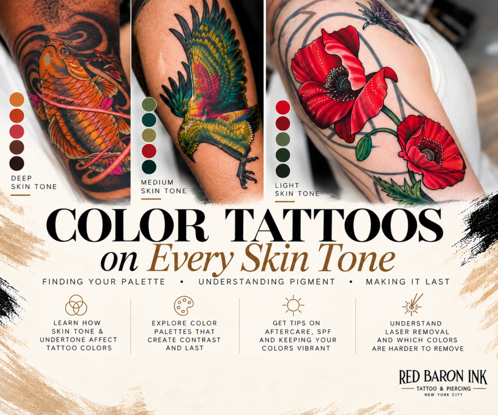 Color Tattoos on Every Skin Tone | Red Baron Ink Tattoo & Piercing Color tattoos on all skin tones